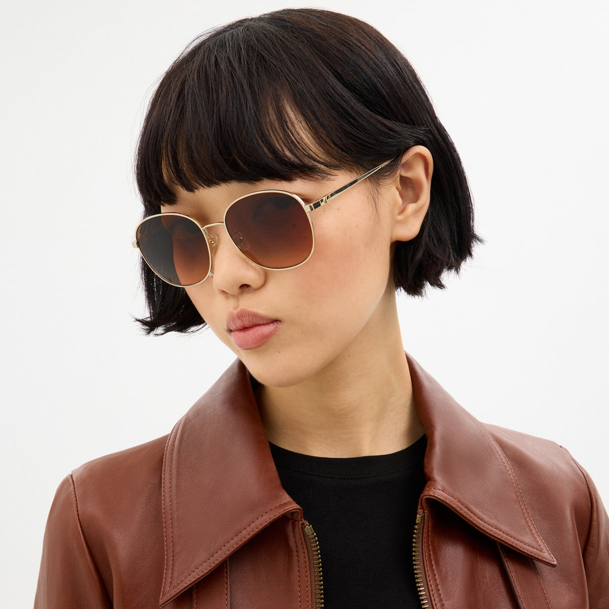 C Hardware Metal Round Sunglasses