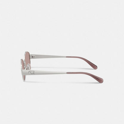 C Hardware Metal Narrow Oval Sunglasses
