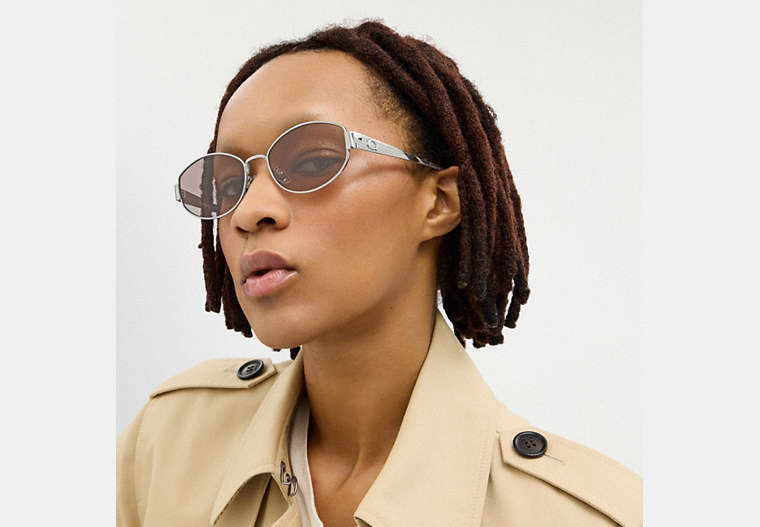 C Hardware Metal Narrow Oval Sunglasses