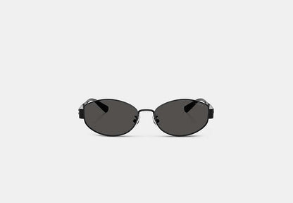 C Hardware Metal Narrow Oval Sunglasses