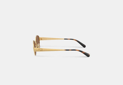 C Hardware Metal Narrow Oval Sunglasses