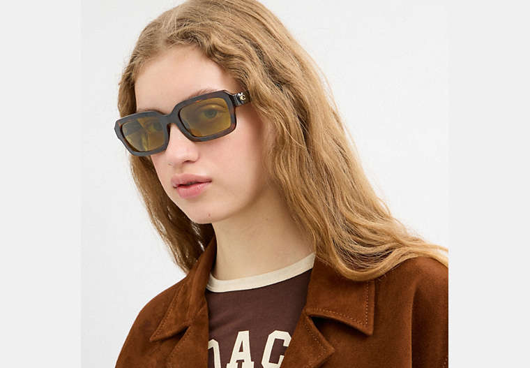 C Heart Narrow Square Sunglassses