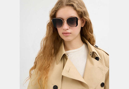 C Hardware Metal Butterfly Square Sunglasses