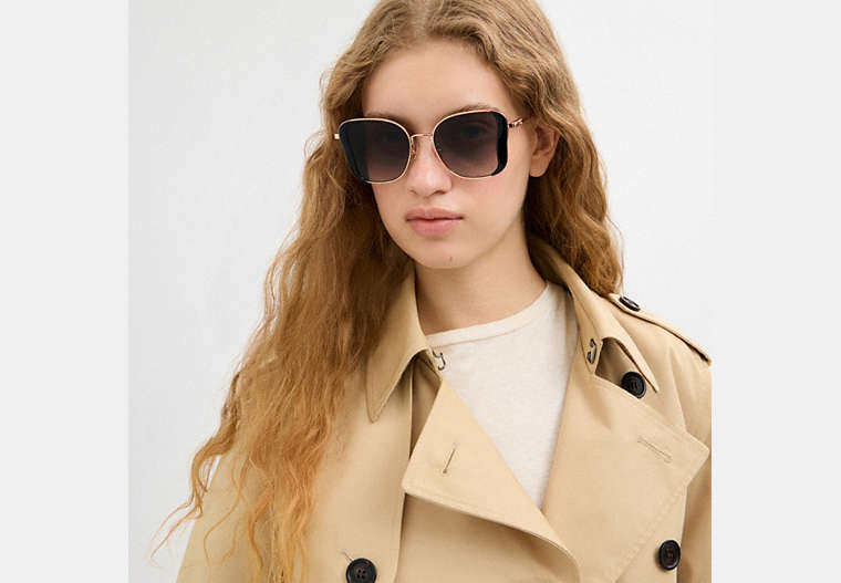C Hardware Metal Butterfly Square Sunglasses