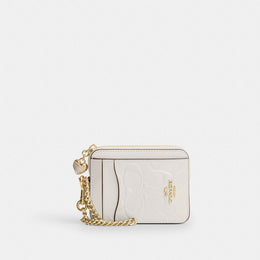 Zip Card Case In Signature Leather With Heart Charm