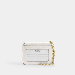Zip Card Case In Signature Leather With Heart Charm