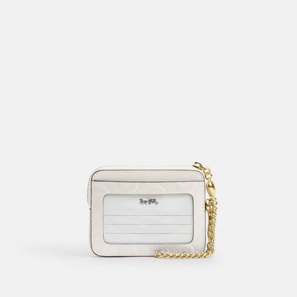 Zip Card Case In Signature Leather With Heart Charm
