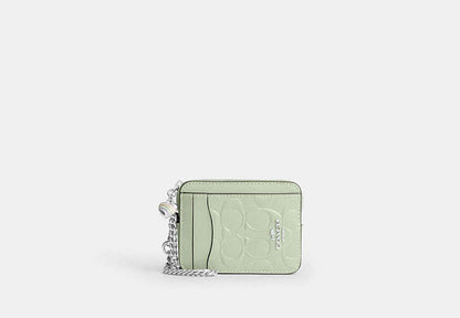 Zip Card Case In Signature Leather With Heart Charm