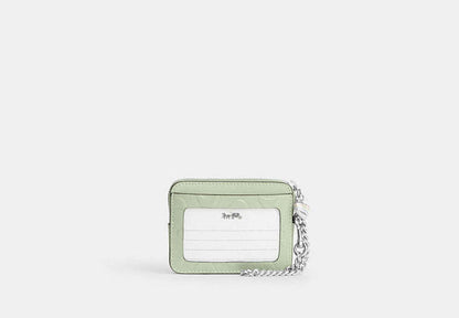 Zip Card Case In Signature Leather With Heart Charm