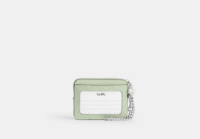 Zip Card Case In Signature Leather With Heart Charm