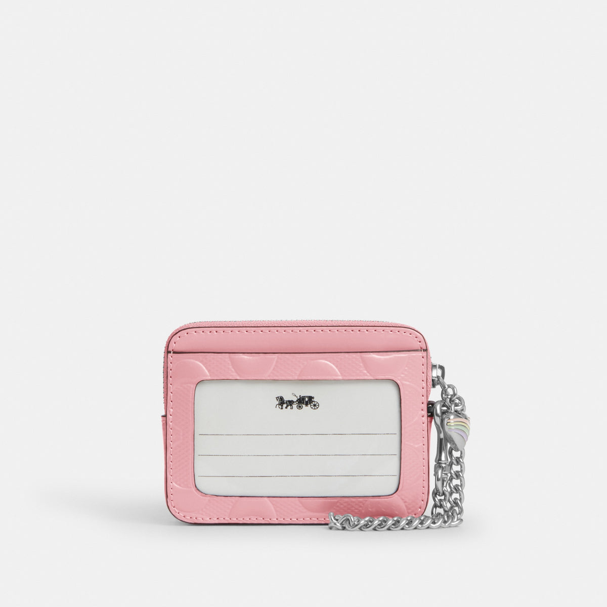 Zip Card Case In Signature Leather With Heart Charm