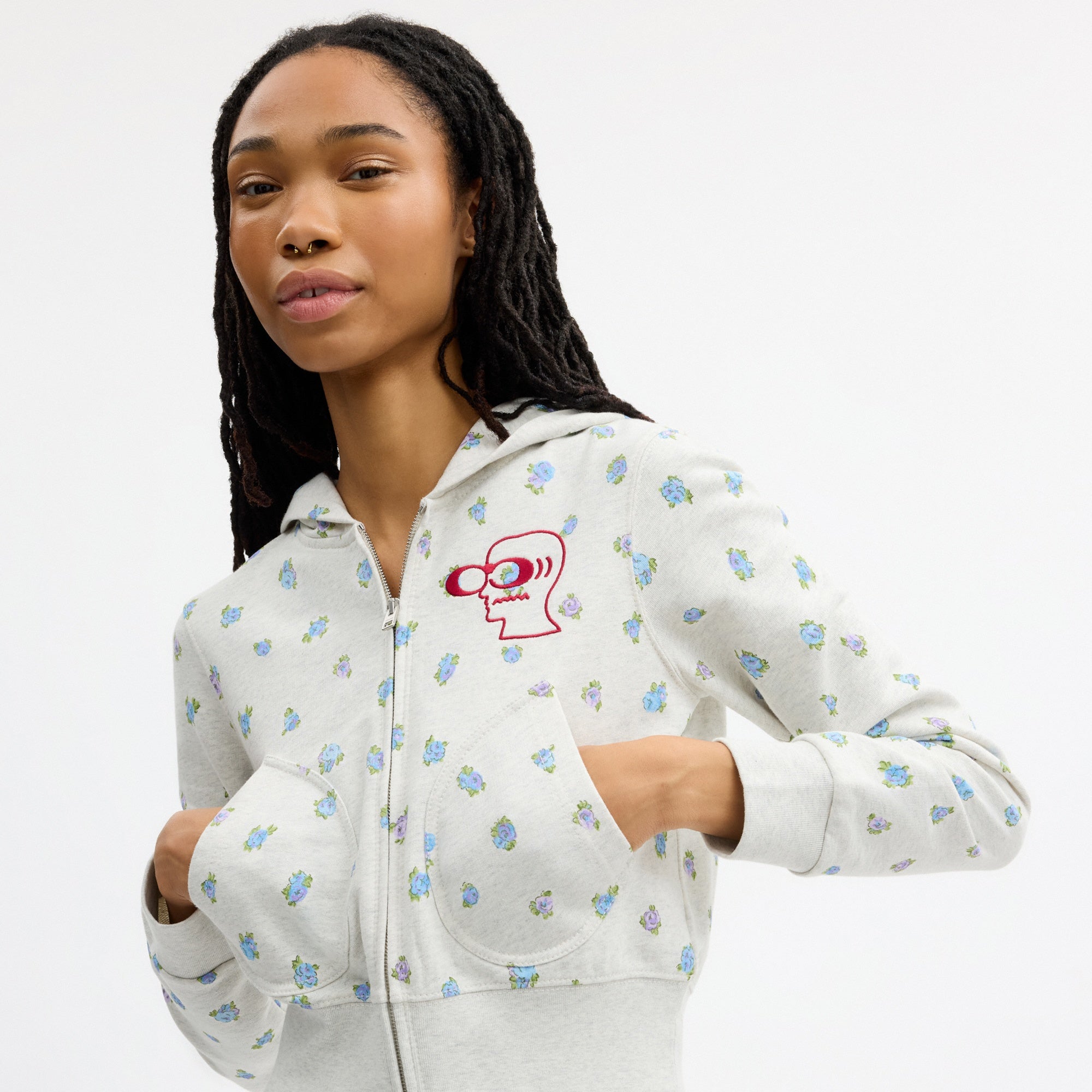 Coach | Brain Dead Shrunken Floral Print Hoodie