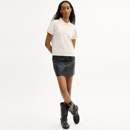 Coach Script Shrunken Polo In Organic Cotton