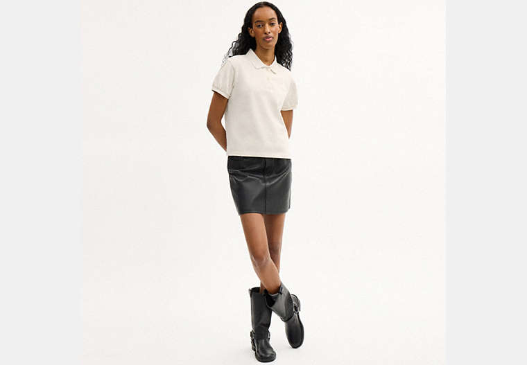 Coach Script Shrunken Polo In Organic Cotton