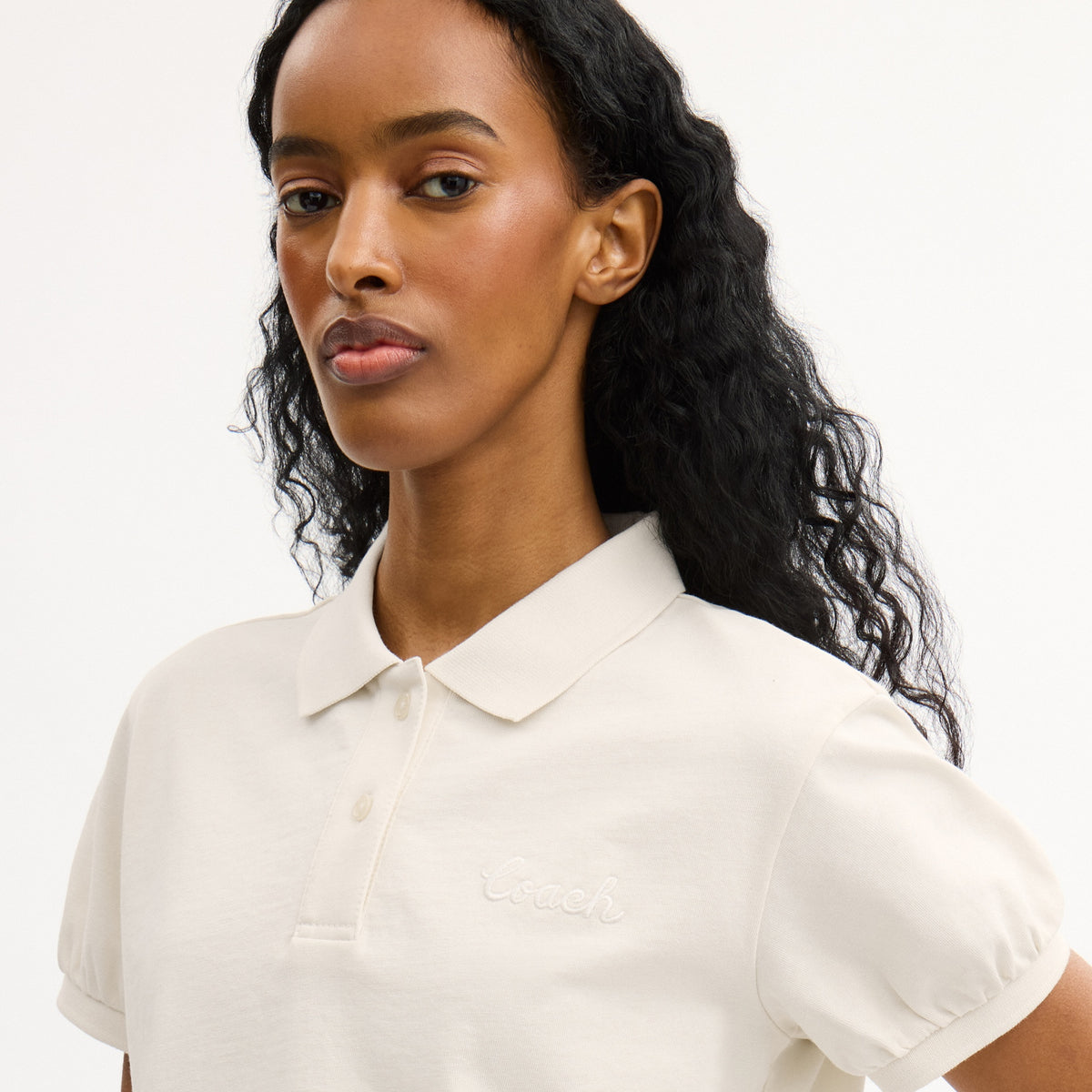 Coach Script Shrunken Polo In Organic Cotton