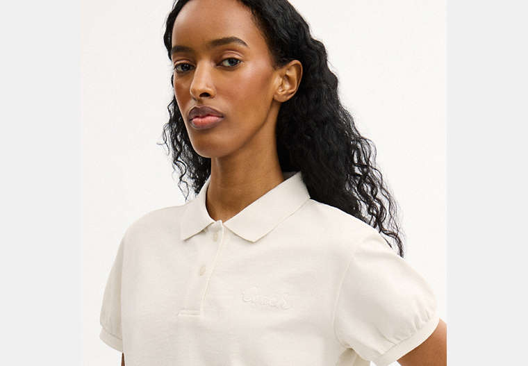 Coach Script Shrunken Polo In Organic Cotton