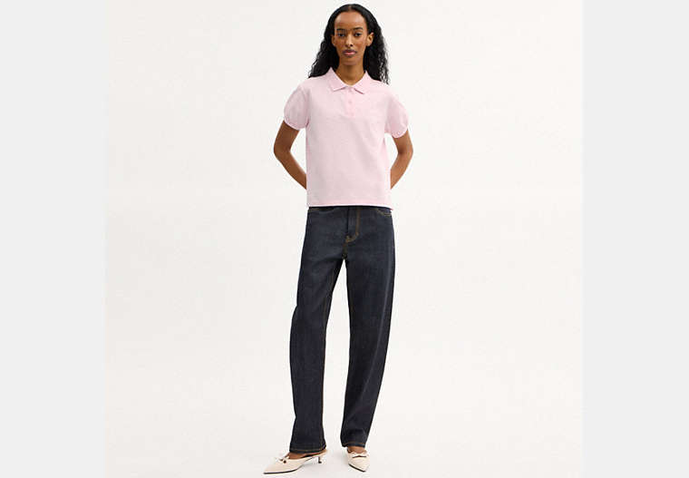 Coach Script Shrunken Polo In Organic Cotton