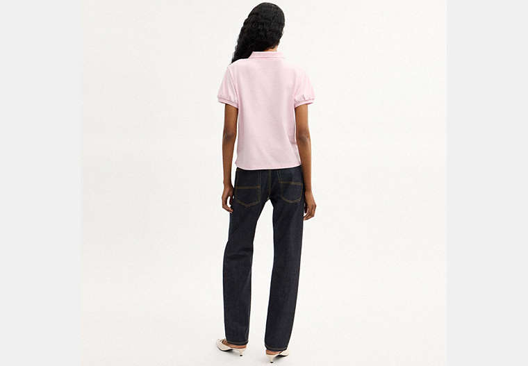 Coach Script Shrunken Polo In Organic Cotton