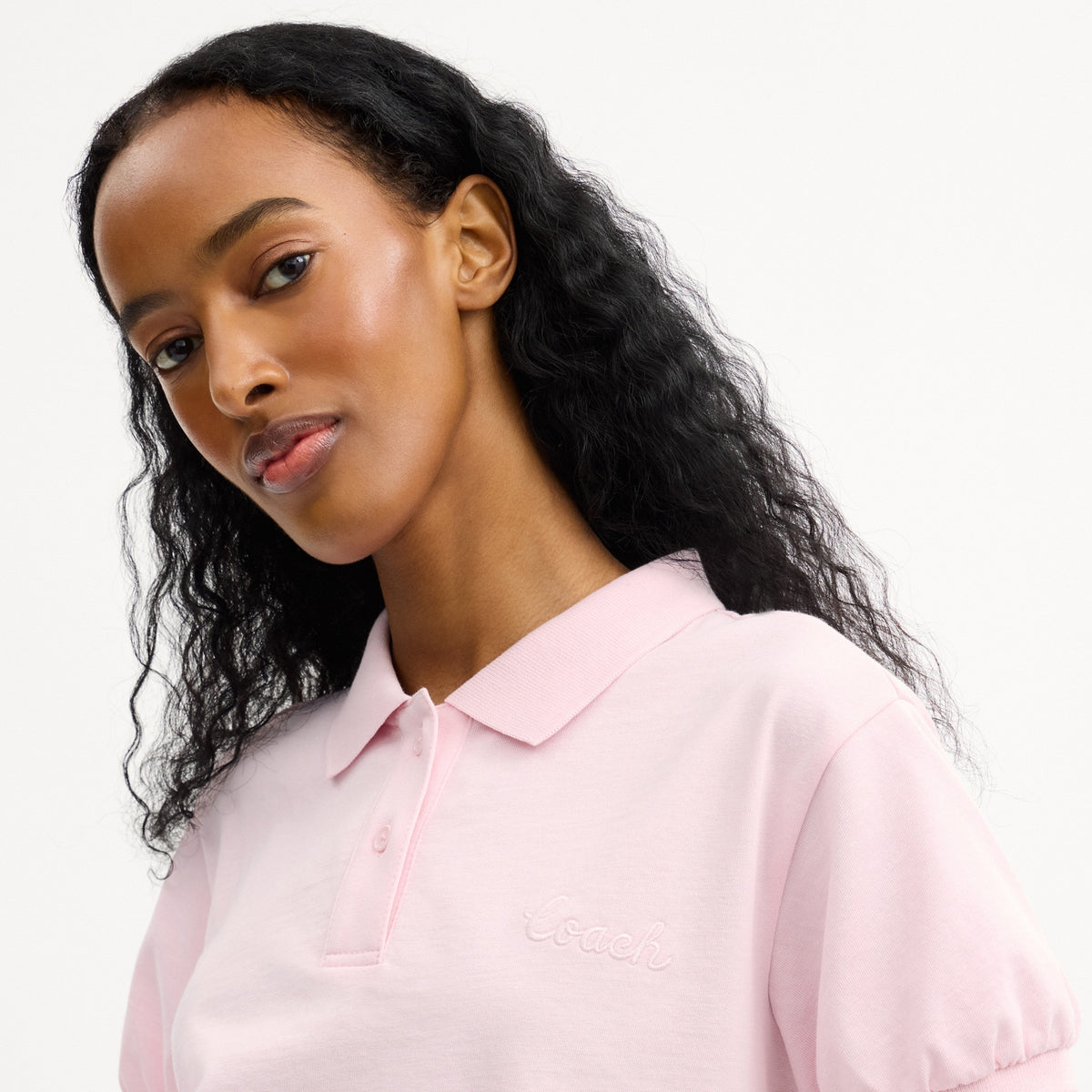 Coach Script Shrunken Polo In Organic Cotton