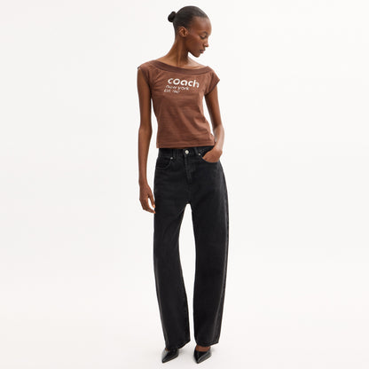 Striped Wide Neck T-Shirt In Organic Cotton