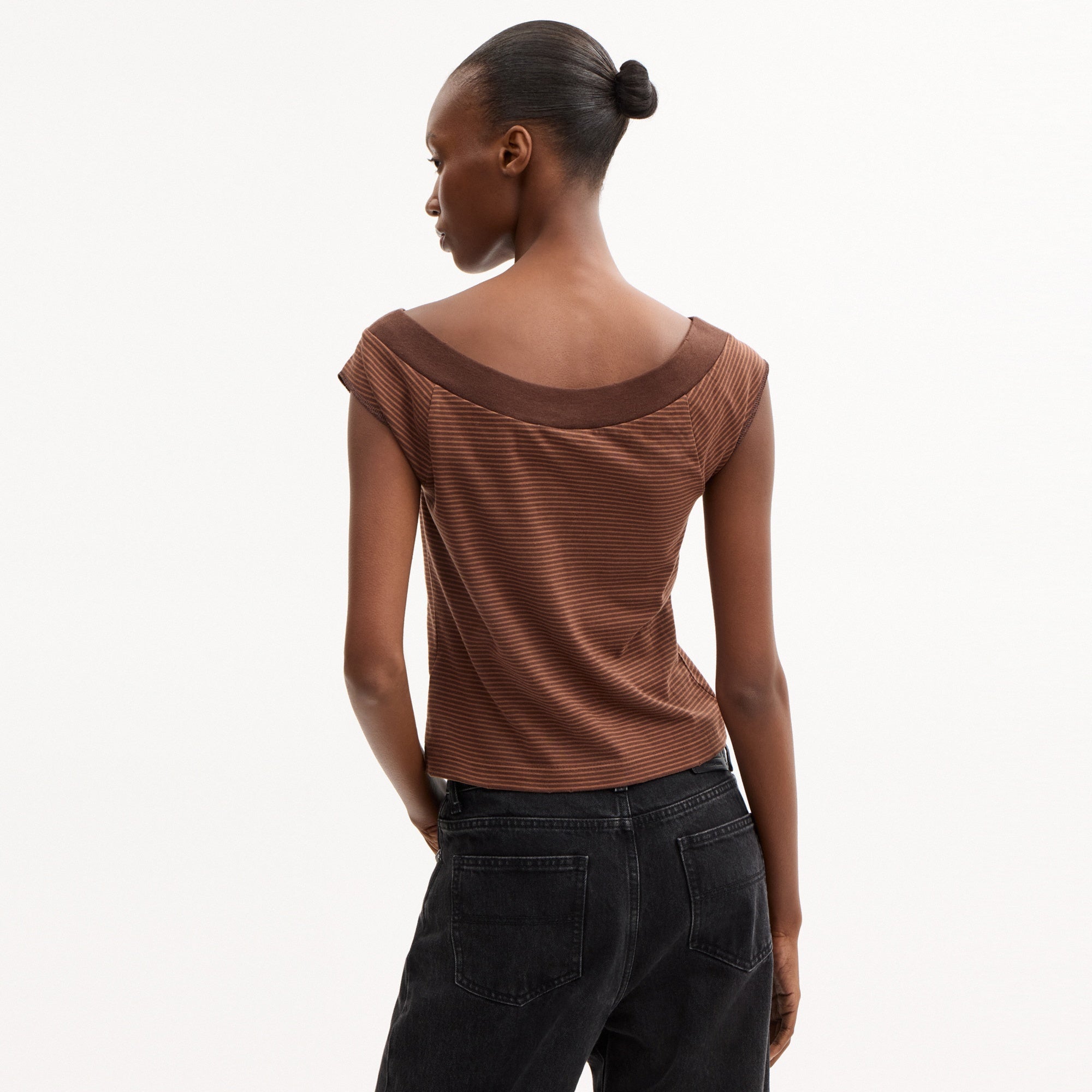 Striped Wide Neck T-Shirt In Organic Cotton