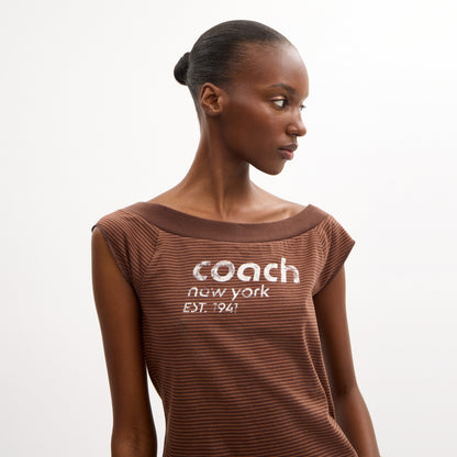 Striped Wide Neck T-Shirt In Organic Cotton