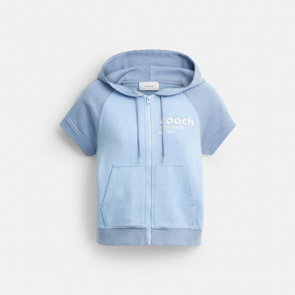 Short Sleeve Shrunken Hoodie In Organic Cotton