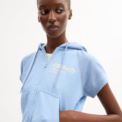 Short Sleeve Shrunken Hoodie In Organic Cotton