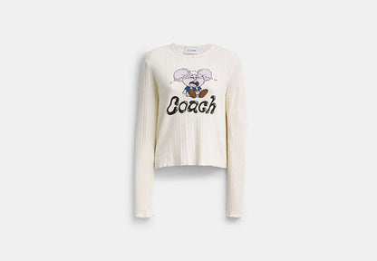 Coach | Brain Dead Kachi Mouse Graphic Long Sleeve Pointelle Top