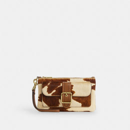 Ashton Wristlet In Haircalf With Cow Print