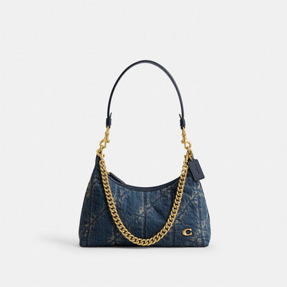 Juliet Shoulder Bag 25 In Regenerative Cotton Denim With Quilting