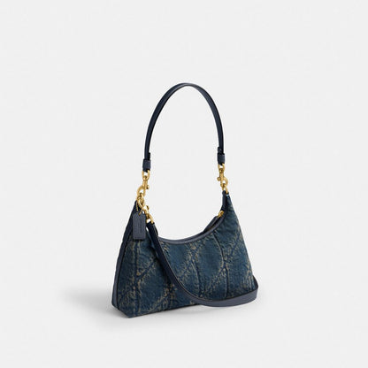Juliet Shoulder Bag 25 In Regenerative Cotton Denim With Quilting