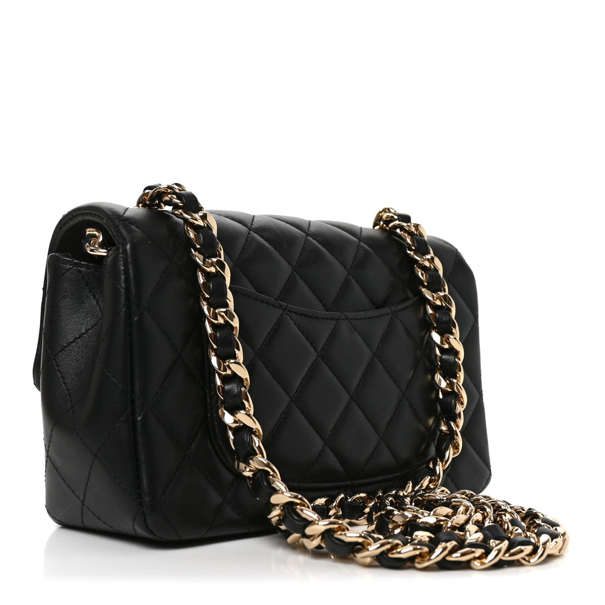 Chanel Lambskin Quilted Mini Coco Charms Rectangular Flap Black