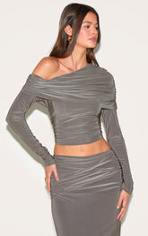 Mushroom Double Layer Slinky Fold Over Top