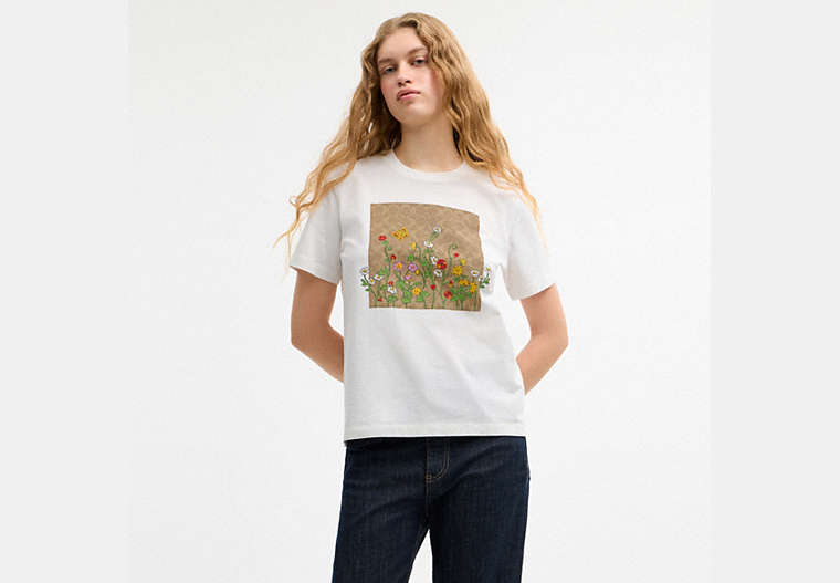 Floral Signature Square Classic T-Shirt In Organic Cotton