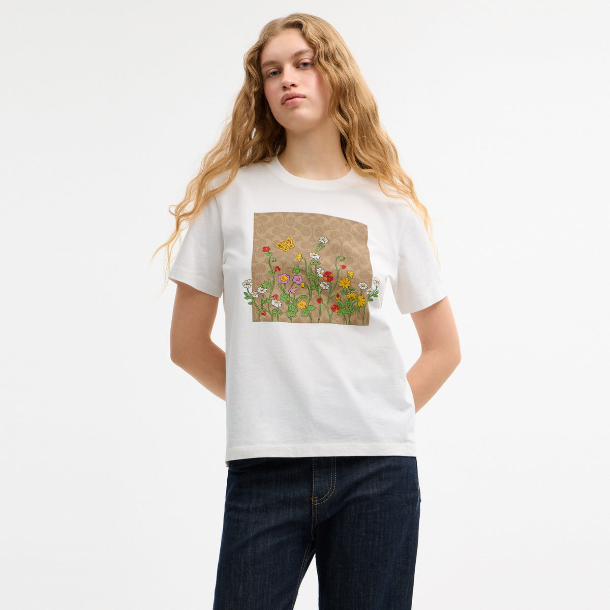 Floral Signature Square Classic T-Shirt In Organic Cotton