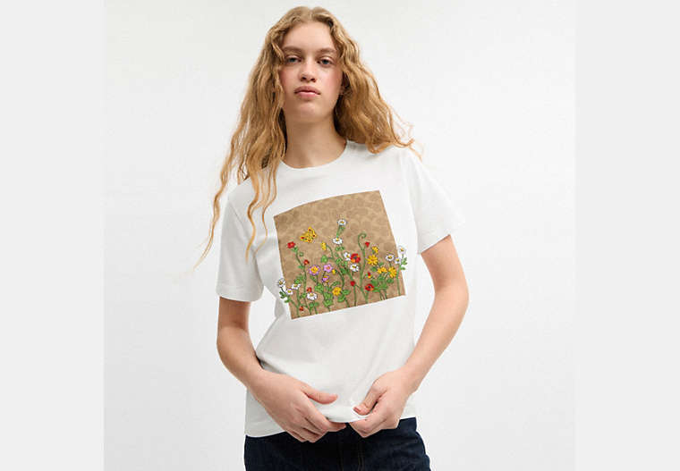Floral Signature Square Classic T-Shirt In Organic Cotton