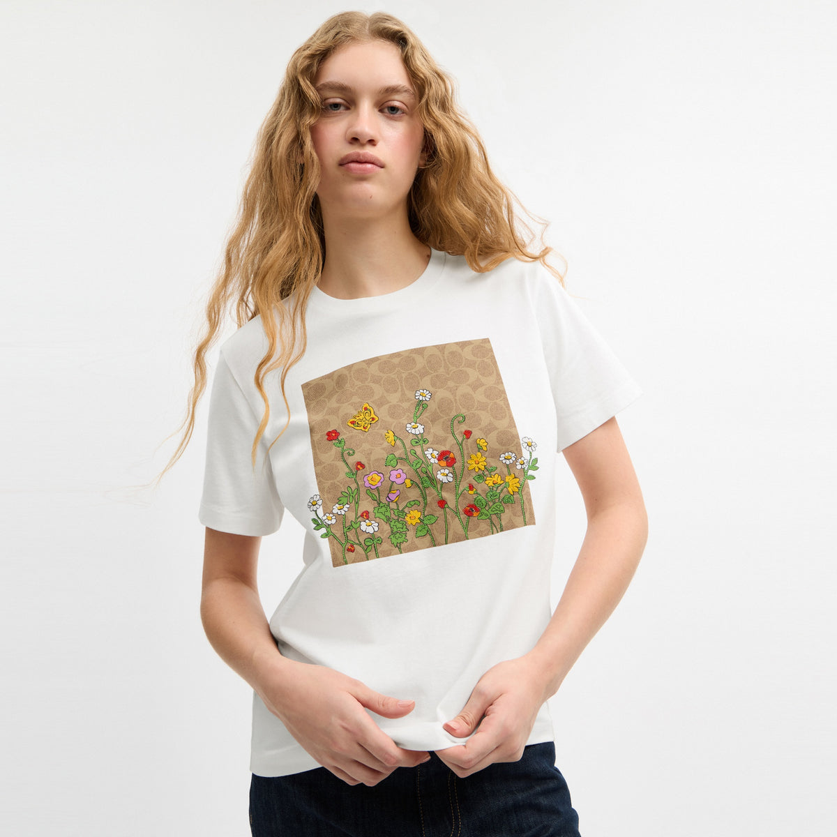 Floral Signature Square Classic T-Shirt In Organic Cotton