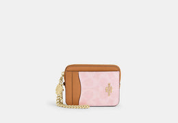 Zip Card Case In Signature Canvas With Charm