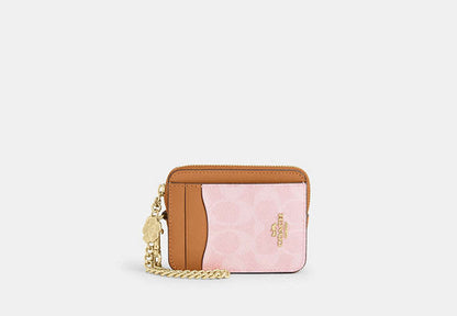 Zip Card Case In Signature Canvas With Charm