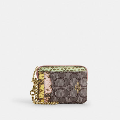 Zip Card Case In Signature Denim
