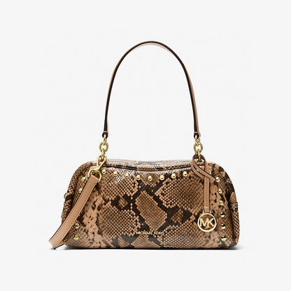 Cecily Small Studded Snake Embossed Shoulder Bag
