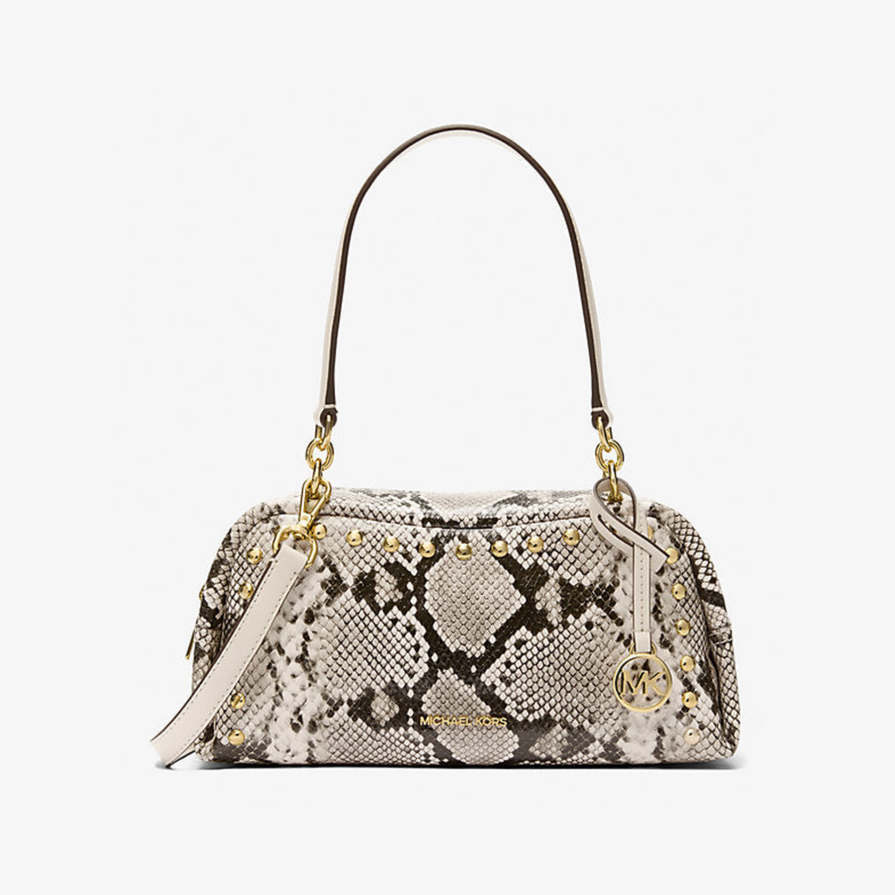 Cecily Small Studded Snake Embossed Shoulder Bag