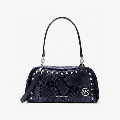 Cecily Small Studded Snake Embossed Shoulder Bag