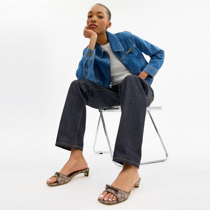 Bow Kitten Heel Sandal In Signature Jacquard