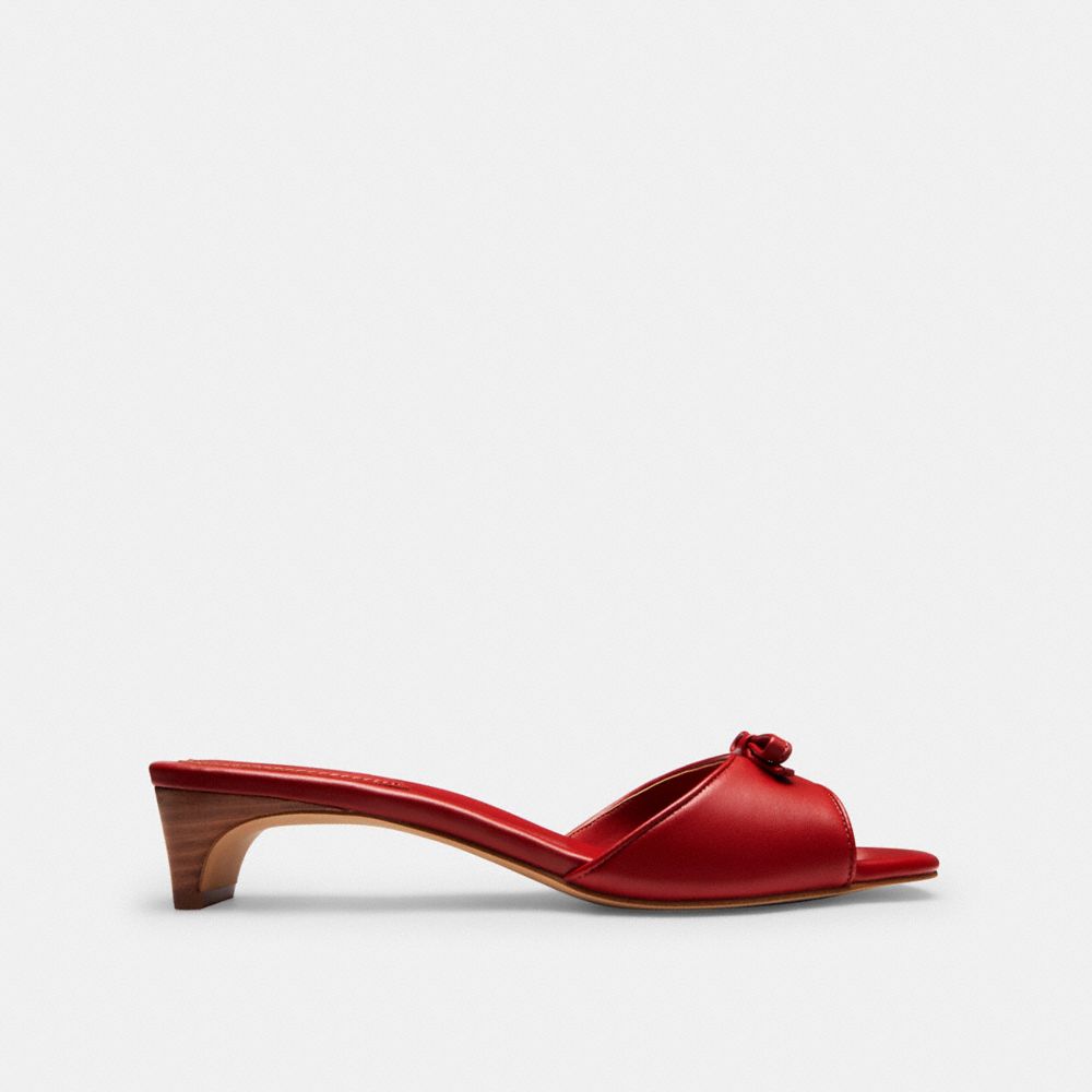 Bow Kitten Heel Sandal In Loved Denim