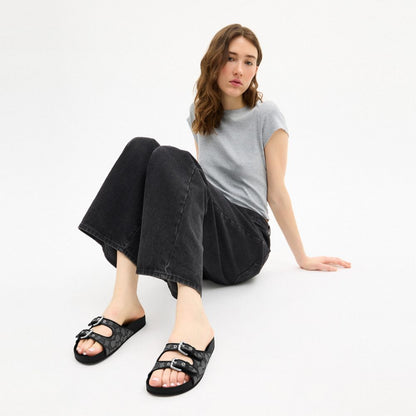Two Band Buckle Sandal In Signature Jacquard