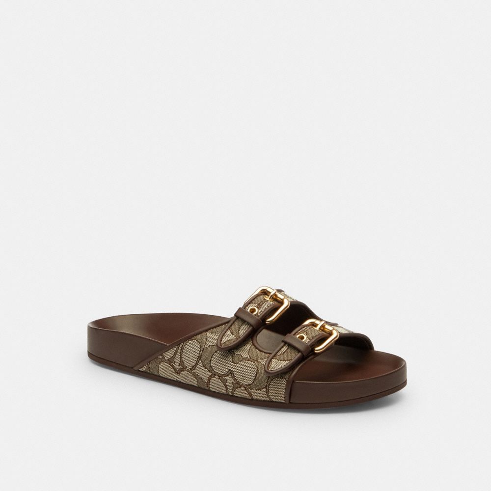 Two Band Buckle Sandal In Signature Jacquard
