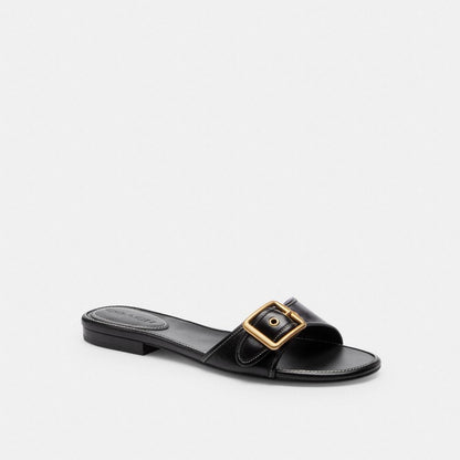 Margot Flat Sandal In Crystal Signature Denim