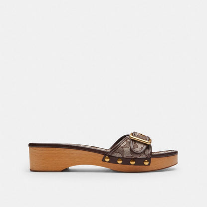 Margot Wooden Sandal In Signature Jacquard